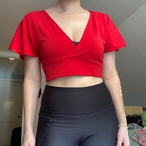 Red Wrap Crop Top